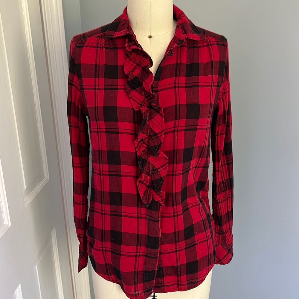 Gap Red Flannel Button Down Size Small - image 1